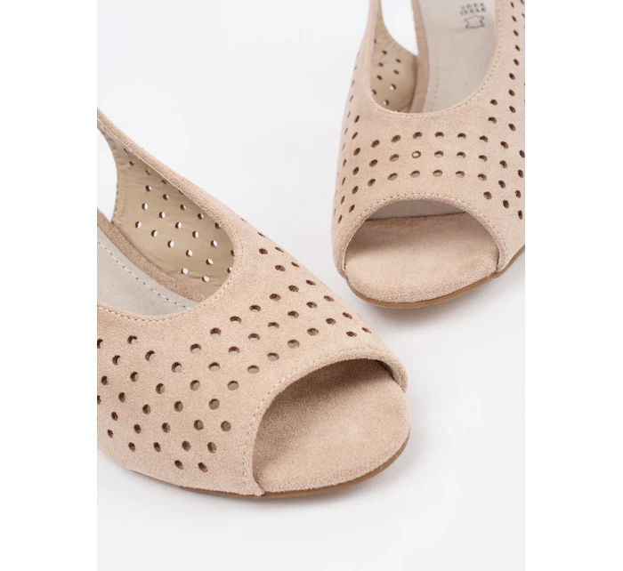 Luxusní Jasnobeżowy dámské sandály na širokém podpatku Luxusní Jasnobeżowy dámské sandály na širokém podpatku