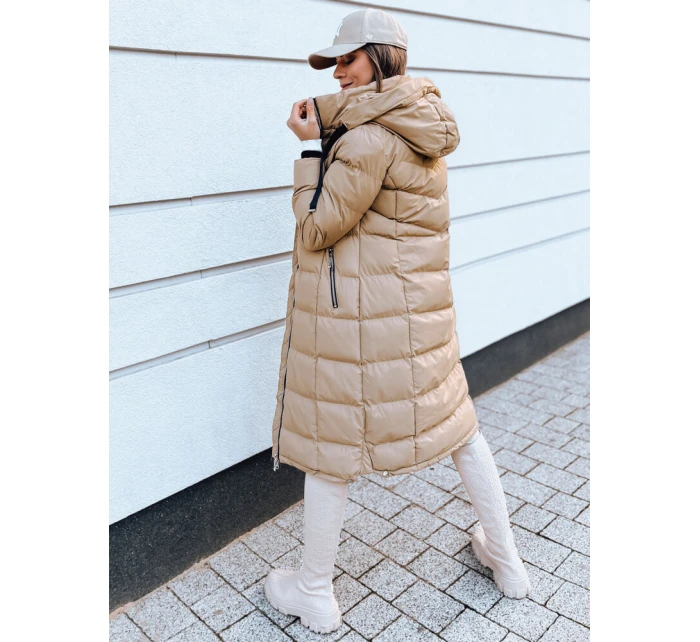 Dámská prošívaná zimní bunda s kapucí MENSI tmavě béžová FashionStreet TY3970 Dámská prošívaná zimní bunda s kapucí MENSI tmavě béžová FashionStreet TY3970