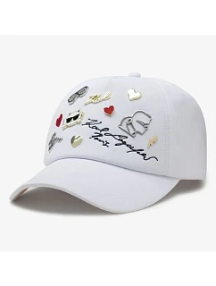 Kšiltovka Karl Lagerfeld Charms Pins Strapback, bílá – L4WH7608