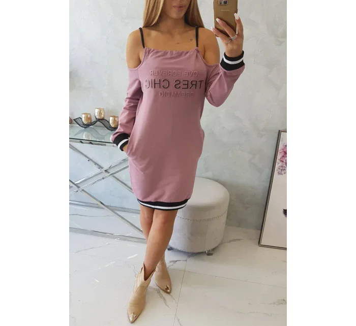 Tres Chic tmavě růžové šaty