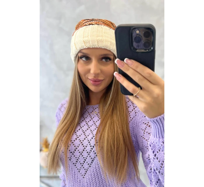 Dámská čepice Feba K330 ecru+red Dámská čepice Feba K330 ecru+red