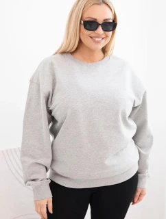 Dámská mikina Plus Size bavlněná basic s kulatým výstřihem šedá