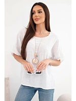 Dámská bavlněná oversize halenka s krátkým rukávem bílá Dámská bavlněná oversize halenka s krátkým rukávem bílá