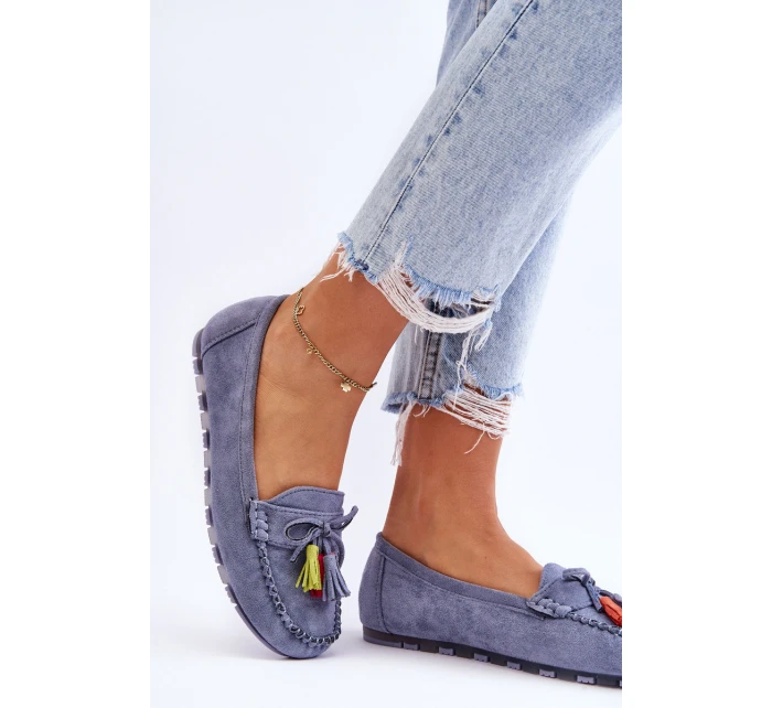 Semišové Mokasíny S Mašlí A Modre model 21623158 - Boto