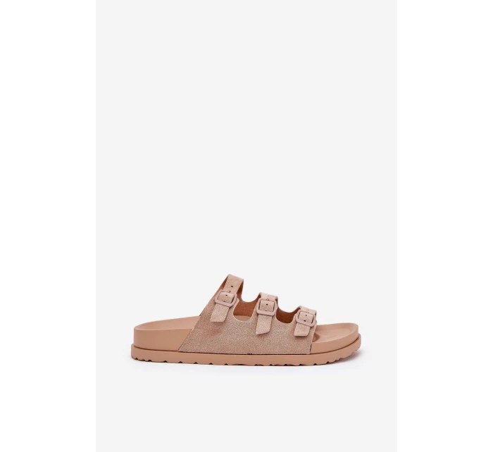 Dámské Pantofle S Pásky A Přezkami Béžové model 21687475 - Boto