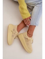 Pletené dámské tenisky na platformě Žluté Evalora