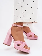 Dámské sandály na podpatku s imitací semiše růžové Rosetta