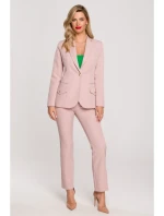 model 18004498 Sako s dvojitými kapsami s klopou krepová růžová - Makover