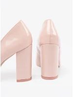 Luxusní růžové  lodičky dámské na širokém podpatku