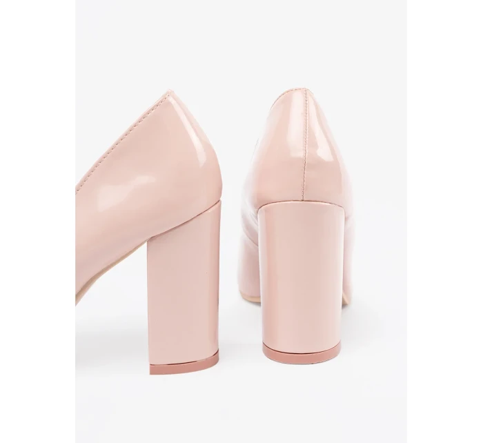 Luxusní růžové  lodičky dámské na širokém podpatku
