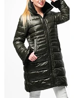 Delší dámská prošívaná zimní bunda khaki (j19-017) Delší dámská prošívaná zimní bunda khaki (j19-017)