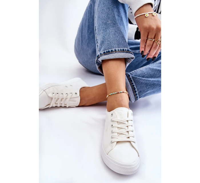 Dámské hladké nízké tenisky Big Star LL274058 Bílé Dámské hladké nízké tenisky Big Star LL274058 Bílé