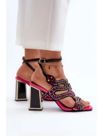 Ozdobené Dámské Sandály Na Podpatku D&A model 21660322 Černé - S.Barski