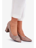 Síťované Lodičky Na Podpatku Béžové model 21690136 - VINCEZA