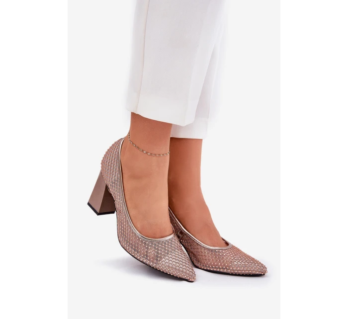 Síťované Lodičky Na Podpatku Béžové model 21690136 - VINCEZA