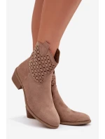 Dámské perforované kotníkové boty na podpatku Béžové Briavine Dámské perforované kotníkové boty na podpatku Béžové Briavine