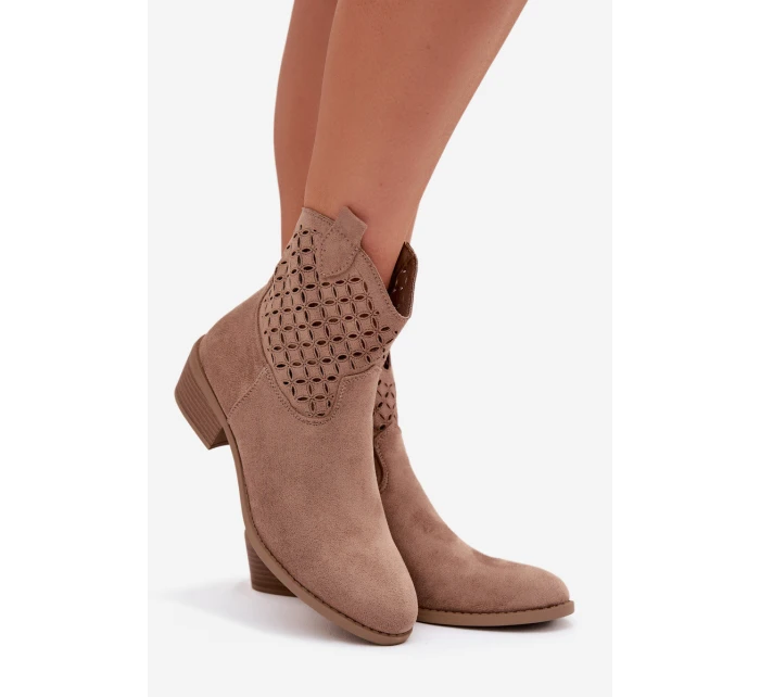 Dámské perforované kotníkové boty na podpatku Béžové Briavine Dámské perforované kotníkové boty na podpatku Béžové Briavine