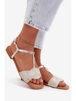 Dámské stříbrné ploché sandály Nexora