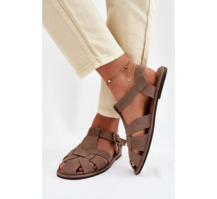 Dámské sandály Ploché z Semiše Big Star Béžové model 22064175 - Big Star Shoes Dámské sandály Ploché z Semiše Big Star Béžové model 22064175 - Big Star Shoes