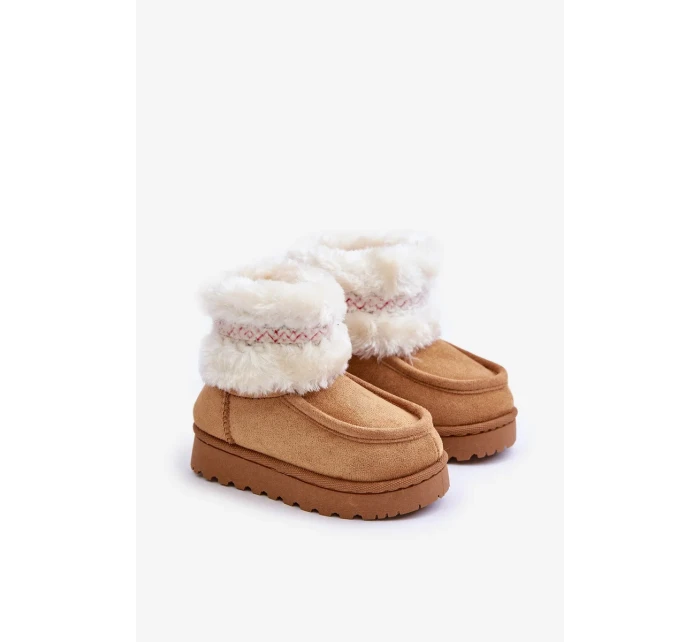 Sněhule Kotníkové Dětské Boty S Kožešinou A Vzorem Camel Melefia