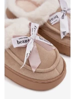 Dámské pantofle s kožíškem a mašlí Fenella – béžové Dámské pantofle s kožíškem a mašlí Fenella – béžové