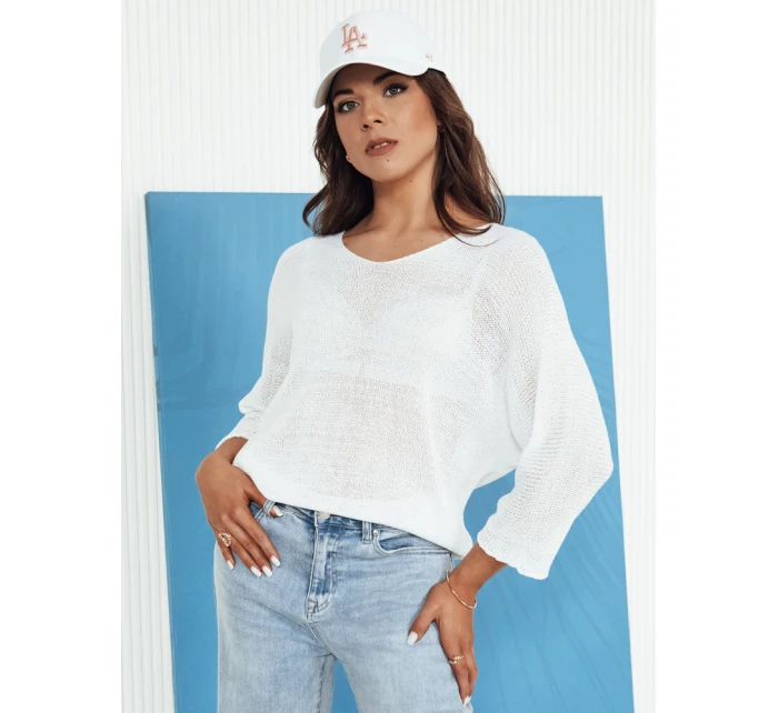 Dámský prolamovaný svetr ecru Dstreet model 21976228 - FashionStreet Dámský prolamovaný svetr ecru Dstreet model 21976228 - FashionStreet