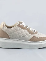 Béžové dámské šněrovací sportovní polobotky (RC-50)