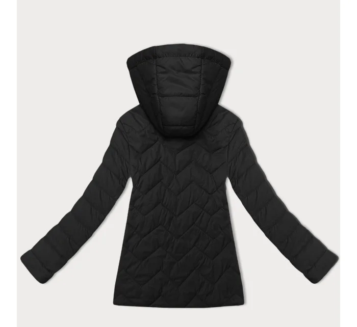 Lehká černá dámská prošívaná bunda s kapucí model 21095900 - J.STYLE Lehká černá dámská prošívaná bunda s kapucí model 21095900 - J.STYLE