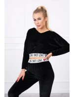 Velurová souprava s kapucí černá