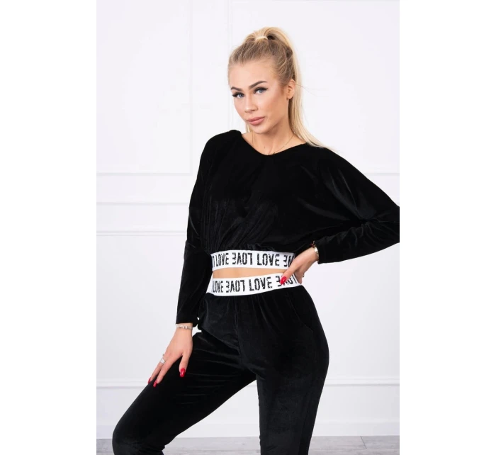 Velurová souprava s kapucí černá