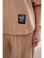 Bavlněný komplet halenka + kalhoty Velbloud Bavlněný komplet halenka + kalhoty Velbloud