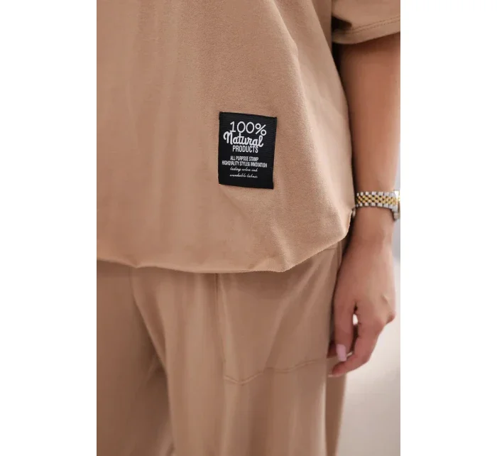 Bavlněný komplet halenka + kalhoty Velbloud Bavlněný komplet halenka + kalhoty Velbloud