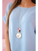 Mušelínová halenka s náhrdelníkem modrý