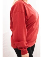 Dámská mikina s model 21723029 designem Plus Size bavlněná basic s kulatým výstřihem bordó - K-Fashion