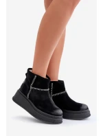 Kožené Semišové Sněhule Boty Na Platformě A Podpatku Hnědé Maciejka 06769-01 Černé