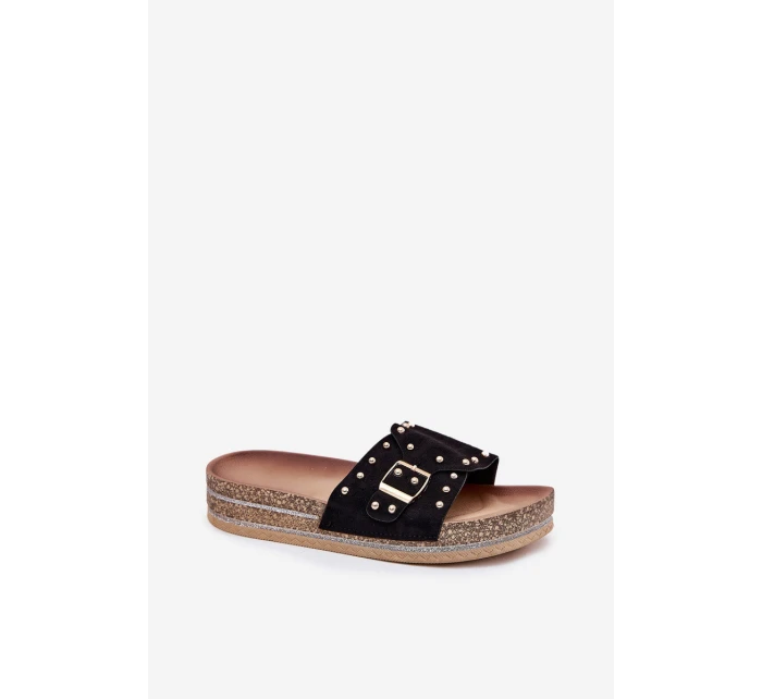 Dámské Pantofle Na Platformě S Přezkou A Černé model 21689950 - Boto