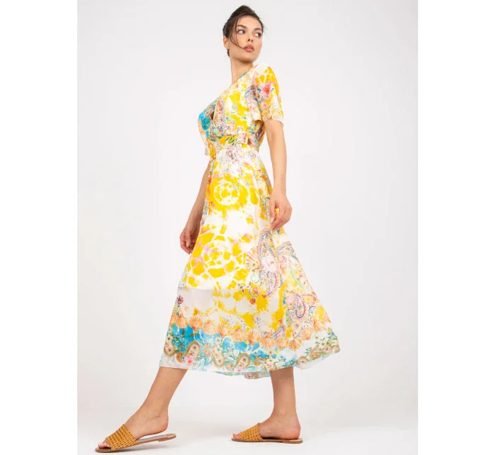 Šaty DHJ SK 15967 1.01P bílá a žlutá