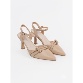 Zajímavé hnědé dámské  lodičky na jehlovém podpatku