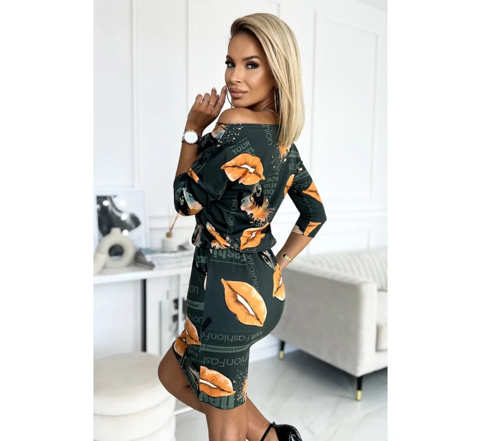 Sportovní šaty s kapsami zelené + oranžové model 21196767 - numoco Sportovní šaty s kapsami zelené + oranžové model 21196767 - numoco