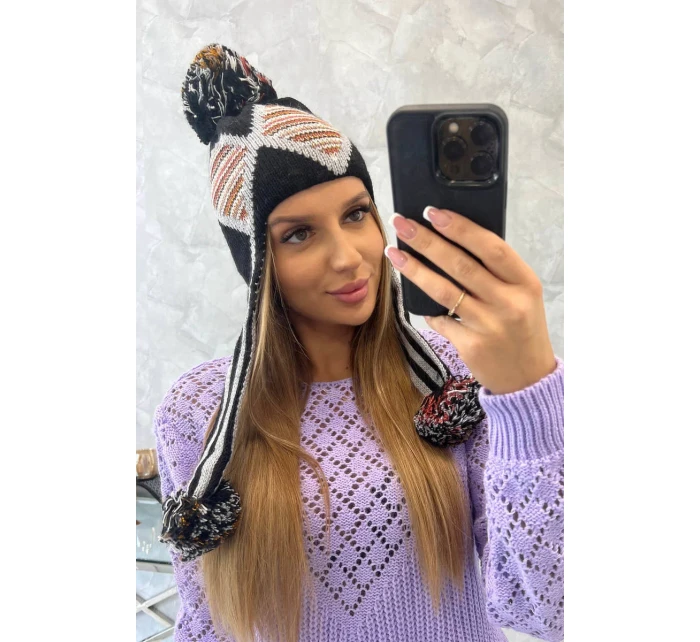 Dámská klapka na uši Eunika K322 black+grey Dámská klapka na uši Eunika K322 black+grey