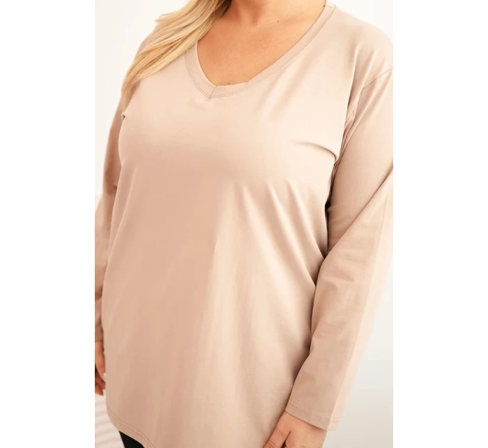 Dámská blůza Plus Size s V výstřihem a dlouhým rukávem fango Dámská blůza Plus Size s V výstřihem a dlouhým rukávem fango