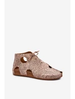 Vzorované kožené boty Maciejka 03426-02 Béžové