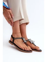 Dámské Ploché Sandály S Ozdobným Kvítkem Stříbrné Edoni Dámské Ploché Sandály S Ozdobným Kvítkem Stříbrné Edoni