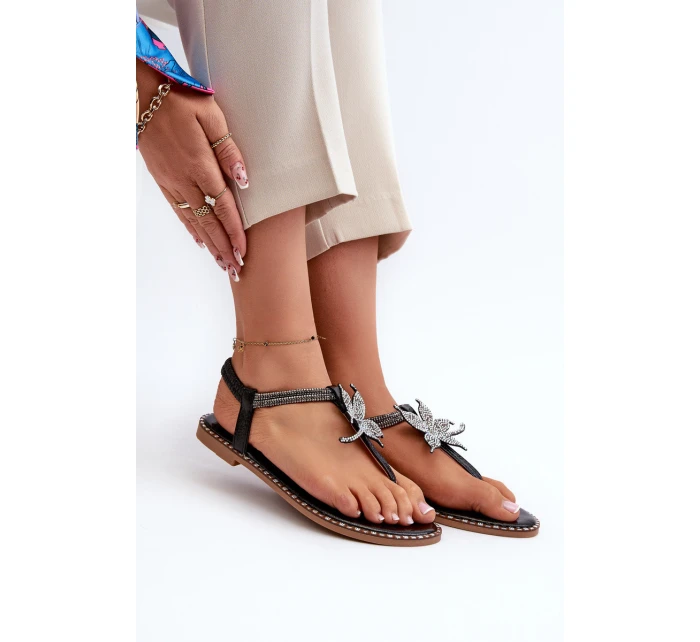 Dámské Ploché Sandály S Ozdobným Kvítkem Stříbrné Edoni Dámské Ploché Sandály S Ozdobným Kvítkem Stříbrné Edoni