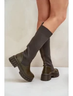 Kozačky S  Na Plochém Podpatku Světle Béžové model 21679905 - Boto