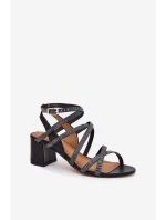 Kožené Dámské Sandály S Pásky Na Podpatku model 21702870 Černé - Maciejka