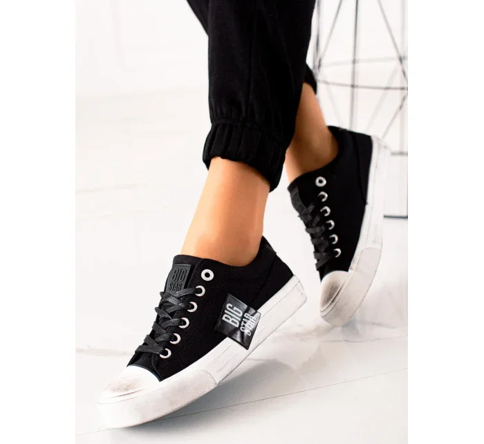 Stylové  tenisky dámské černé bez podpatku