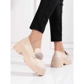 Pohodlné  polobotky dámské hnědé na plochém podpatku