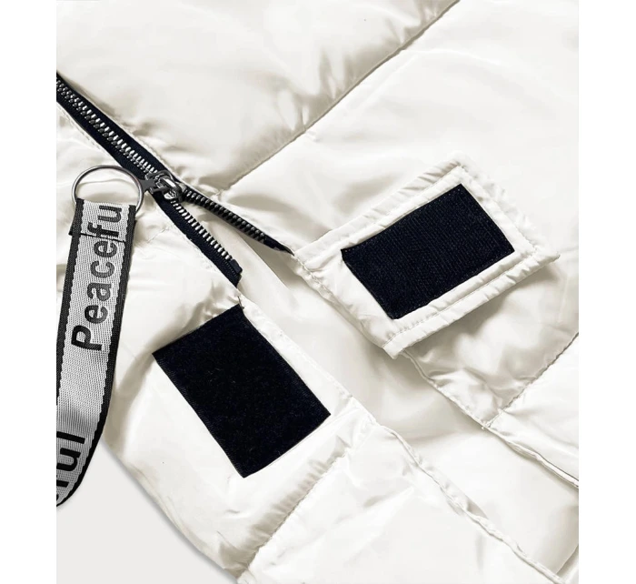 DŁUGA KURTKA PUCHOWA DAMSKA ECRU model 21245107 - Ann Gissy