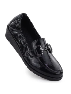 Dámské polobotky z lakované kůže na platformovém podpatku černé Rieker L5352-00